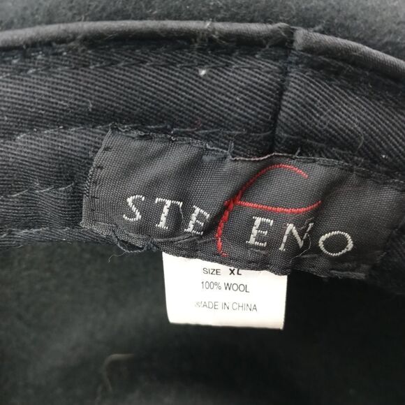 Stefeno 100% wool black fedora hat size XL main image 6